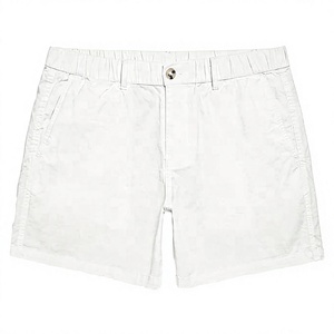 Pantalones Cortos Bermuda Oxford de Algodón Blanco para Hombre, Cintura Media, Cierre de Botones, Estilo Casual, Color Sólido, Tejido Transpirable - Product Image 1