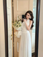 Robe de soirée moulante Nicecover rose sexy à fines bretelles en soie, fente haute et strass, idéale pour les soirées et les fêtes - Nouvelle collection à succès