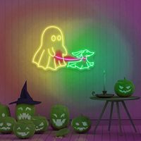 Enseigne néon LED 'Chien marchant' pour Halloween, Décoration d'Halloween d'automne, Décoration murale LED d'automne, Écran d'affichage d'enseignes néon