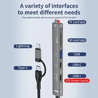 Hub Usb C Dengan Port Lightning, Baca Kartu Memori Usb Sd/Tf Dengan 2 Port Usb Tipe C/1x Port Usb 3.0, Hub Usb Multi Adapter 5-In-1