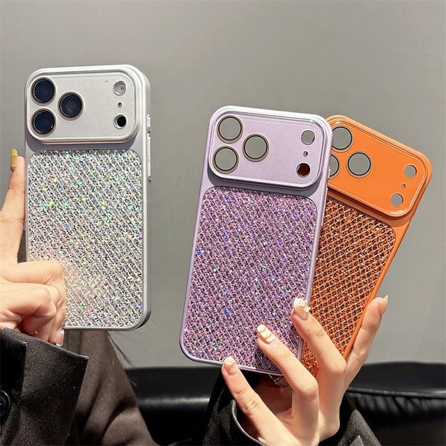 17 Air 16 15 14 Pro Max Camera Glass PC Tpu Bling Protective Back Cover Original Glitter Converted Mobile Phone Case for iphone