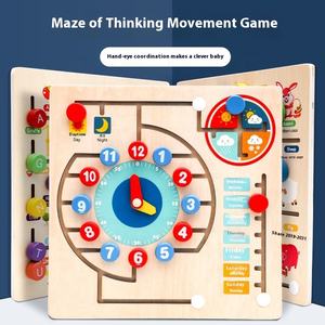 Educazione precoce Multi-funzione orologio in legno labirinto calendario meteorologico digitale e lettere corrispondenti giocattoli educativi per bambini - Product Image 2