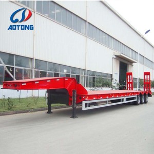 Semi-<span class=keywords><strong>remorque</strong></span> à plateau surbaissé 3 essieux 60-80 tonnes en acier haute résistance pour le transport de grues et de machines - Product Image 1