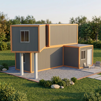 Conteneur d'expédition modifié personnalisable, villa modulaire en acier préfabriquée moderne et respirante, espace de vie extérieur portable