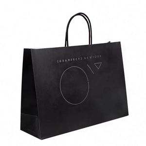 Bolsa de Compras de Papel Kraft Reciclable Ecológica Blanca y Marrón con Asa Retorcida, Logotipo Impreso en Huecograbado para Exhibiciones y Supermercados - Product Image 4