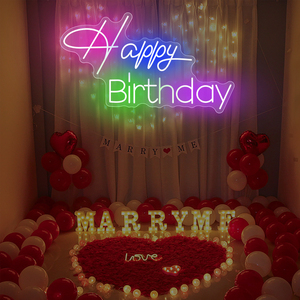 Enseigne néon personnalisée Joyeux Anniversaire, enseigne néon LED multicolore, télécommande, alimentation par prise, décoration pour fête et événement - Product Image 5