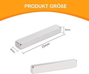 חזק neodymium n35 מגנטים מלבניים 25 x4 x3 מ "מ עבור לוח לבן & ארונות מטבח משרדי-מגנט נדיר גיליון תעשייתי - Product Image 2