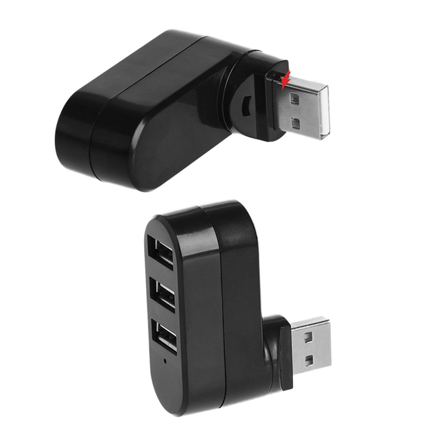 3 Ports Rotatable High Speed USB 2.0 Hub Splitter Adapter Stock for Notebook Tablet Computer PC Peripherals