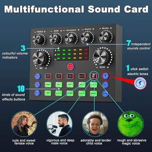 Sound Card Set Sound Card Microfone Pod Cast Mic Karaoke Kit Usb Live Recording Studio Condenser <b>Microphone</b> - Product Image 4