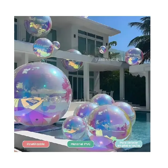 Gros ballons boules miroirs gonflables Décoration d'événements à grande échelle de mariage ballons miroirs gonflables réfléchissants brillants