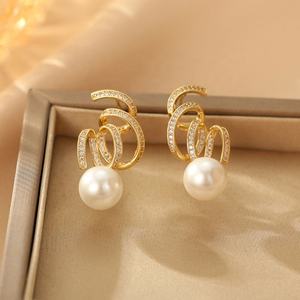 Minimalist <b>Silver</b> Needle Earrings Cool Spiral <b>Ribbon</b> Design Fashionable Full Diamond Zircon Studs Elegant Temperament Versatile - Product Image 6