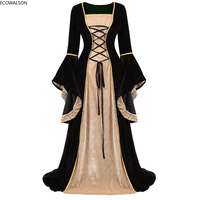 Robe en velours de luxe irlandaise Renaissance pour femmes, robe longue médiévale victorienne, robe de soirée rétro, costume de cosplay d'Halloween, taille plus