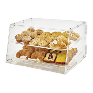 Vitrina acrílica para panadería, caja de repostería de encimera de 2 capas con puerta trasera magnética para pan, pastel, galleta, tienda de donuts, venta al por mayor - Product Image 2