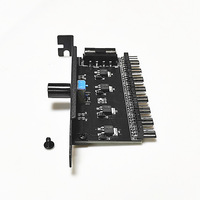 Pengontrol Kecepatan Kipas Manual 8-Port dengan Braket PCI dan Catu Daya Molex 4Pin, 1 Tombol untuk Pengaturan Kecepatan Kipas PC 3Pin/4Pin