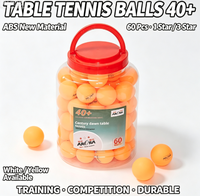 Balles de tennis de table ABS 40+ 1 étoile 3 étoiles pour compétition et entraînement, lot de 60 balles en seau, jaunes et blanches, durables, pour l'exportation