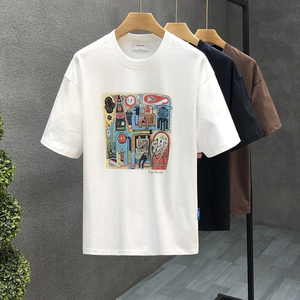 T-shirt blanc pour <span class=keywords><strong>homme</strong></span> en coton, confortable, rafraîchissant, élégant, couleur unie, manches courtes - Product Image 4