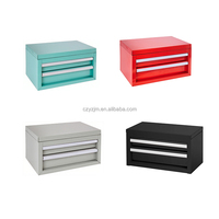 Vente en gros d'usine OEM/ODM, mini boîte à outils colorée en acier laminé à froid, boîte à outils de bureau à deux tiroirs, dessus rabattable, logo ISO9001