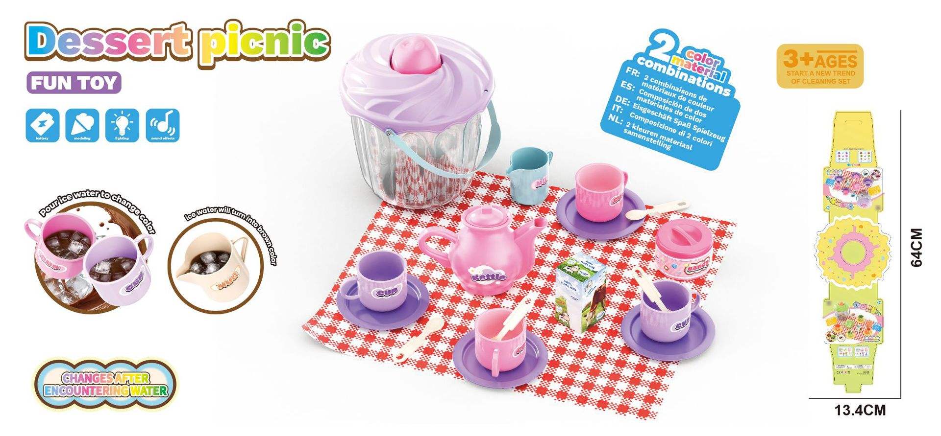 Service à thé en baril-tasse à changement froid-bicolore mélangé