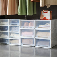 Organisateur de cubes de rangement en plastique Rectangle blanc transparent pour sous-vêtements chaussettes vêtements style moderne grande capacité empilable