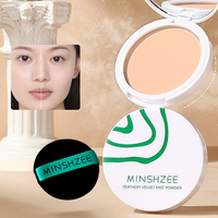 Poudre de maquillage matifiante à double usage (humide et sèche) pour le visage, contrôle du sébum, longue tenue, effet cache-cernes, marque privée OEM MINSHZEE