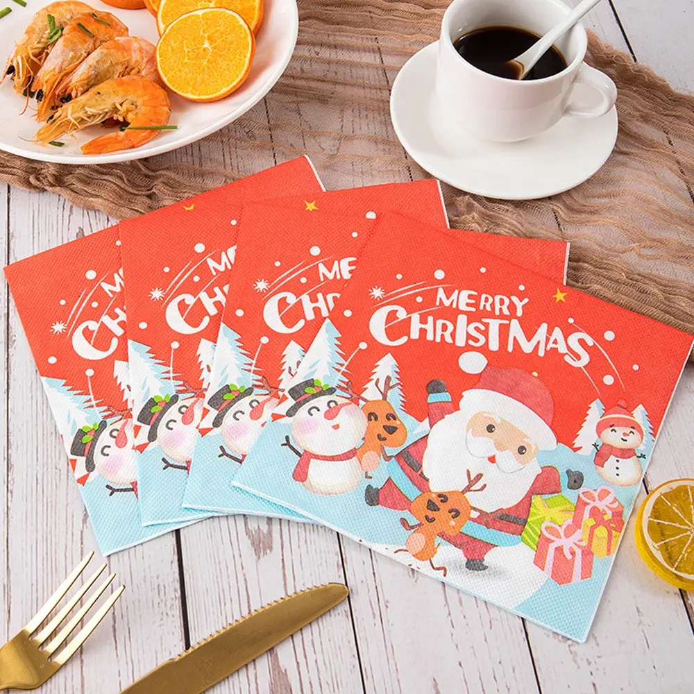 20 pz/pacco tovaglioli di carta di babbo natale tovaglioli di carta per buon natale natale capodanno decorazioni per la tavola forniture