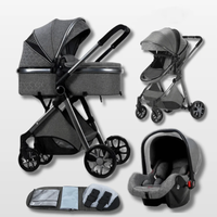 Poussette 3 en 1 de luxe pour bébé avec siège auto, utilisation en voyage, poussette pour bébé avec siège auto de sécurité pour bébé, cadre entièrement en alliage d'aluminium