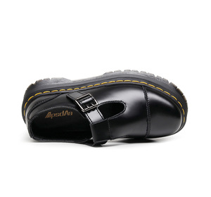 Chaude nouvelle mode femmes plate-forme bottes bout rond grande taille en <span class=keywords><strong>cuir</strong></span> véritable femmes chaussures dames épais chaussures plates Style collège - Product Image 4