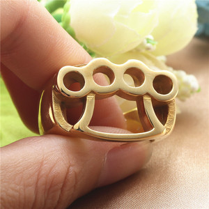Men's <b>Titanium</b> Steel Hollow <b>Ring</b> Geometric Design Retro Punk Style Gold Color Fashion Jewelry Gift - Product Image 3
