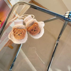 Sarung Tangan Anak Usia 3 Tahun, Set Tas Tangan Berbahan Beludru Motif Beruang untuk Bayi Laki-laki dan Perempuan, Lucu, Bahan Polar Fleece, Imut - Product Image 2