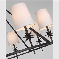 XZ americano contemporáneo de lujo clásico hierro vela anillo de iluminación lámpara colgante redondo negro candelabros luces colgantes
