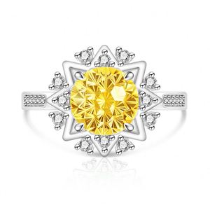 Wedding Jewelry Finger Band for Women Luxury Colorful Zircon Finger Ring Bride Super Sparkly High Carbon Diamond <b>Snowflake</b> Ring - Product Image 5