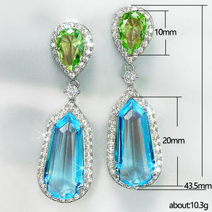 Elegantes Pendientes de Topacio Azul Marino para Mujer, Corte de Pera, Cristal, Engaste de Bisel con Pedrería, Joyería Romántica para Fiestas - Product Image 6