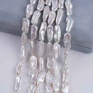 Collar de Perlas Blancas de Agua Dulce Naturales de 9-10 mm, Casi Redondas, con Luz Intensa, Material de Cadena para Suéter, Perla Semiterminada - Product Image 1