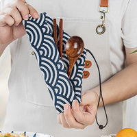 Sac de rangement réutilisable pour couverts, vaisselle, coton, lin, voyage, pique-nique, fourchette, cuillère, couteau, cuisine, triangle