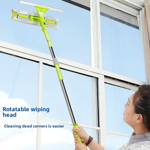 Kit de limpieza de ventanas profesional 2 en 1 con mango de plástico, paño de microfibra y herramienta de limpieza de vidrio escurridor - Product Image 4