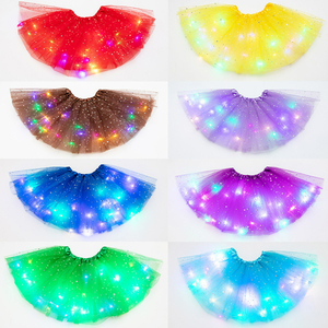 Mode LED lumière rougeoyante enfants filles princesse <span class=keywords><strong>Tutu</strong></span> jupes néon coloré couches Tulle Ballet danse robe courte fête lumineuse - Product Image 4