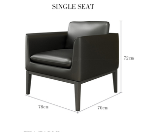 Sofá de oficina de cuero negro de 3 plazas de estilo minimalista moderno para uso en recepción de taller - Product Image 4