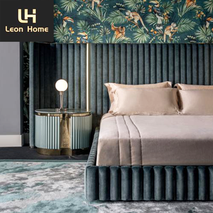 Nieuwste Ontwerp Slaapkamer Funiture Villa Bedframe Van Hoge Kwaliteit Tweepersoonsbed Luxe Fluwelen Stof Kingsize <span class=keywords><strong>Bed</strong></span> - Product Image 3