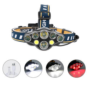 8 LED 강력한 장거리 전조등 USB 충전식 야외 야간 낚시 방수 COB 적색 경고 작업등 - Product Image 6