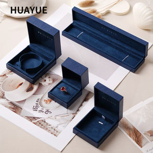 Huayue изготовленный на заказ синий роскошный бумажный пластиковый комплект ювелирных изделий упаковочная коробка с логотипом - Product Image 3