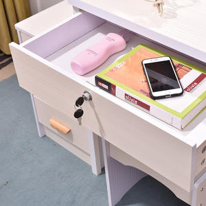 Table de toilette simple et bon marché en mélamine blanche avec miroir LED et tiroirs pour femme <span class=keywords><strong>adulte</strong></span>, vente en gros - Product Image 4