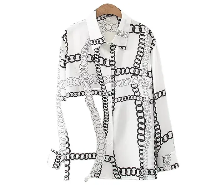 Blusa holgada de estilo francés para primavera y oficina, Camisa larga con estampado de crepé de seda 100% para mujer, 2022