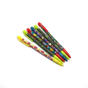 זול מחיר פלסטיק מלא צבע חום העברת הדפסת מכאני עיפרון משלוח דגימות אוטומטי עיפרון עם מחק לסטודנטים