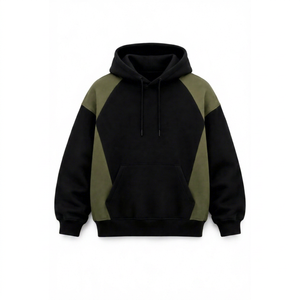 Sweat-shirt à capuche en molleton pour homme, color-block, manches raglan, coupe classique, décontracté, hiver, 100% coton tricoté, vente en gros ODM - Product Image 1