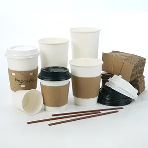 여행 종이 컵, 뜨거운 음료 컵, 16 온스 450ml 일회용 레드 파티 더블 벽 종이 컵