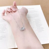 Collana con Pendente a Marquise in Oro Bianco 18K con Diamante Coltivato in Laboratorio, Catene Raffinate con Diamanti per Donna, Gioielli con Diamanti Coltivati, Charm