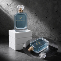 Flacon de parfum de luxe octogonal 30ml 50ml 100ml avec pulvérisateur à pompe sertie et capuchon transparent
