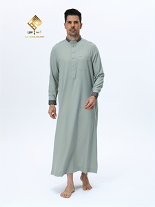 Túnica Árabe para Hombre HARAMAIN, Material Suave de Alta Gama, Diseño de Cuatro Botones, Cuello Alto, Estilo de Manga Larga, para Servicios Religiosos - Product Image 2