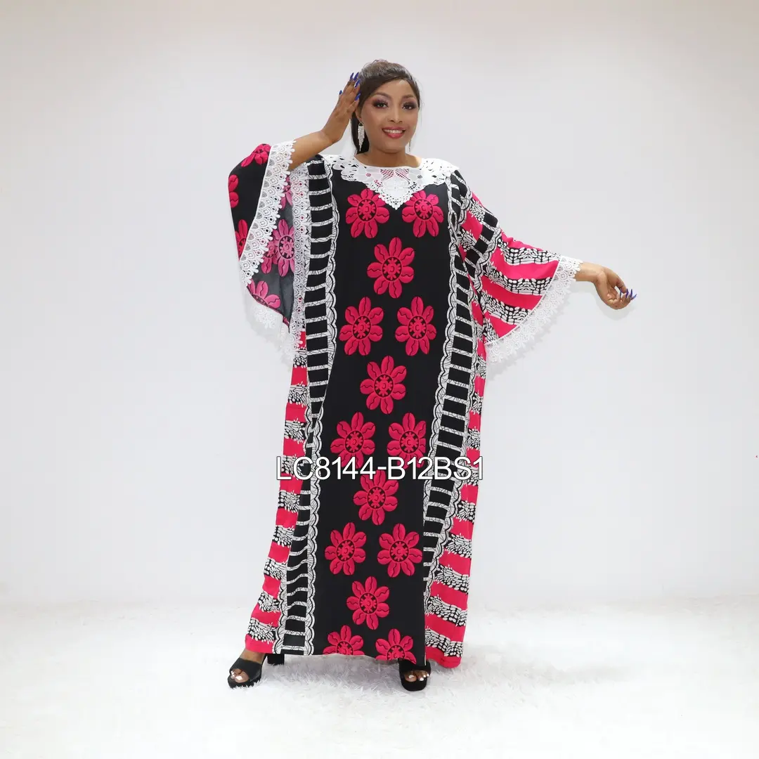 muslim women dress digital print kaftan for women Love Sahara Boat Neck robe bellydance Dera