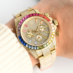 2026 Top Luxury Full Diamond Men's Gold Coloured Gemstone Automatic Mechanical <strong>Watch</strong> Hip Hop Business High End <strong>Vacations</strong> <strong>Watch</strong> - Product Image 2